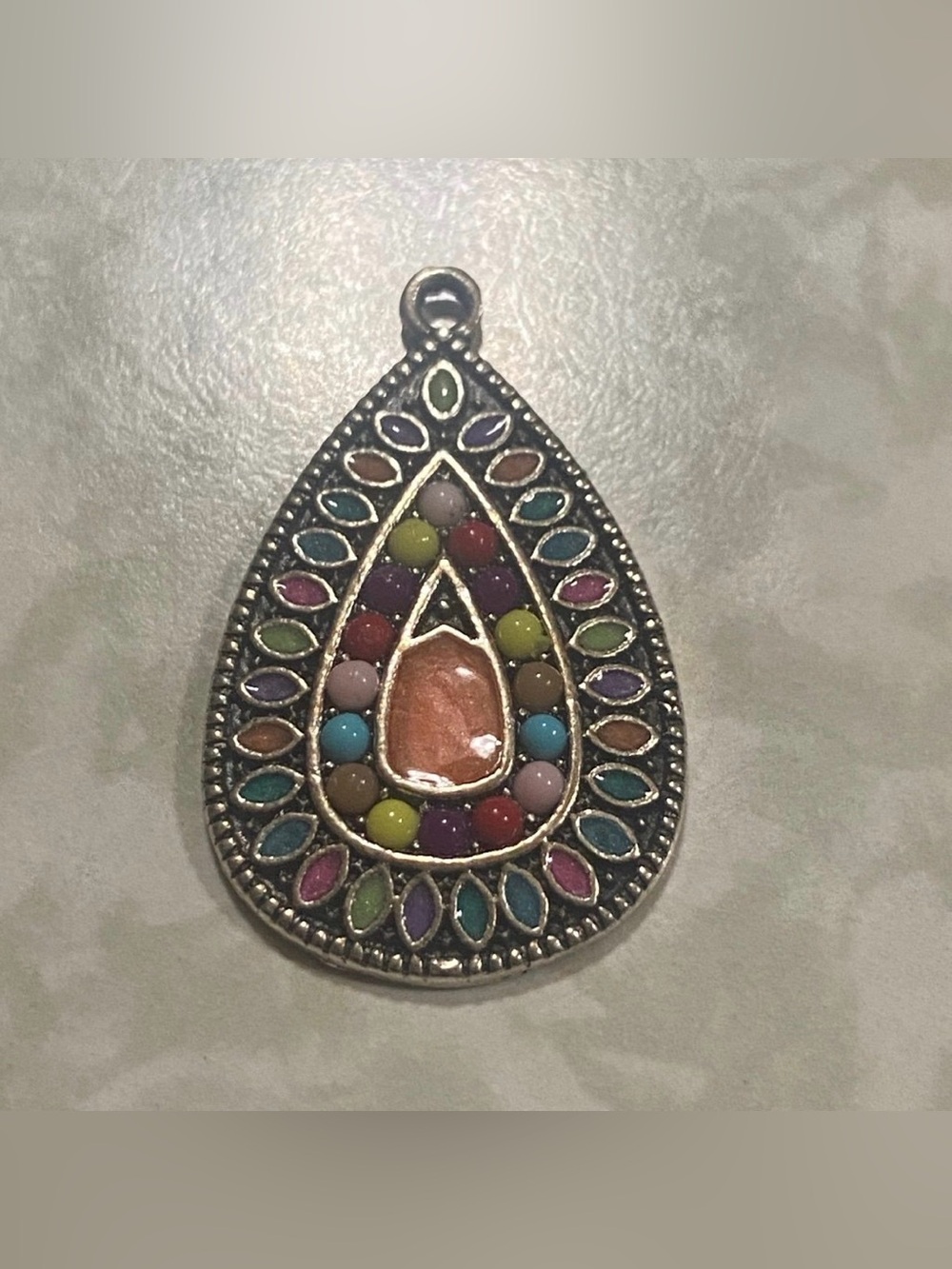 Silver Tone Enamel Pendant #7979
